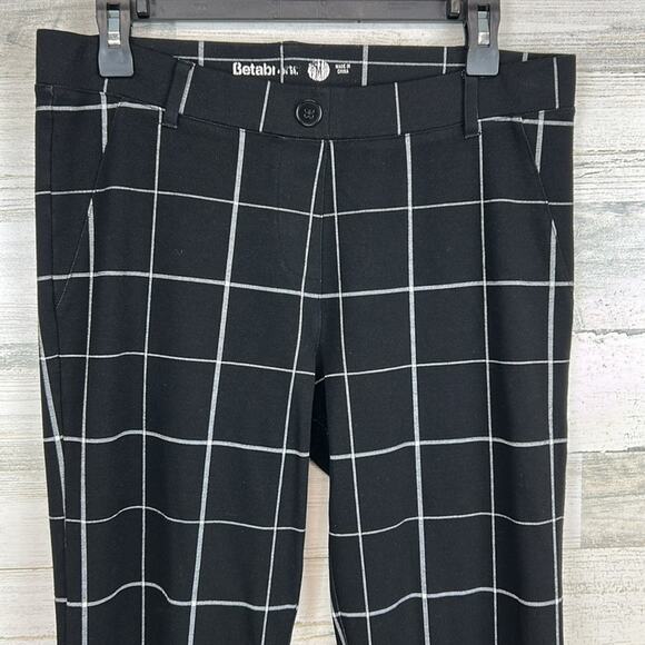 Betabrand Women’s Dress Pants Yoga Pants Classic Bootcut Black Windowpane Medium - Picture 3 of 11